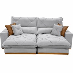 Sofa Aquiles Com Molas Ensacadas 4 Lugares Retratil E Reclinavel 250cm Tecido Veludo Zarat Prata 67284