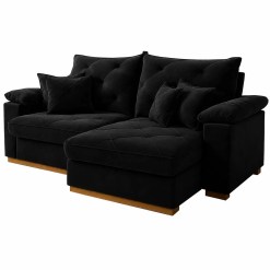 Sofa Gran Plus 200cm Em Veludo 3 Lugares Com Molas Ensacadas Retratil E Reclinavel Imperio Preto 30867