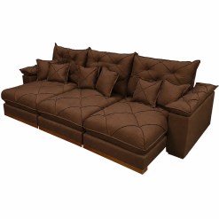 Sofa Gran Plus 320cm Em Veludo Com Molas Ensacadas 6 Lugares 3 Modulos Retratil E Reclinavel Imperio Marrom 27831