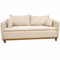 Sofa Lisboa Boareto Em Linho 2 Lugares Pe Madeira 180cm Bege 23660