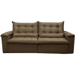 Sofa Nigeria 250cm Em Veludo 4 Lugares Retratil E Reclinavel Trevo Marrom 69658