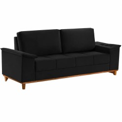 Sofa Orion 4 Lugares Em Veludo Com Almofadas Soltas 210cm Aifos Preto 56830