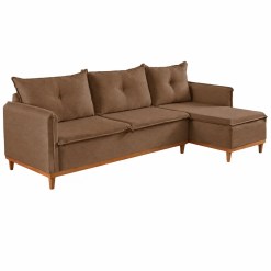 Sofa Orlando Em Veludo 4 Lugares Com Chaise 240cm Boareto Marrom 99313