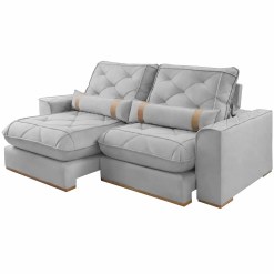 Sofa Vicam 029 Dubai Com Molas Ensacadas 4 Lugares Retratil E Reclinavel 250cm Tecido Veludo Prata 64981