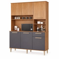 Armario De Cozinha Mila 6 Portas 1 Gaveta Mgm Cinamomo Titanium 56695
