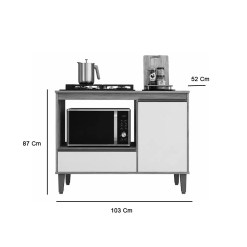 Balcao Dinamarca Para Cooktop 4 Ou 5 Bocas E Forno 1 Porta 1 Gaveta Rud Rack 62939