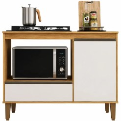 Balcao Dinamarca Para Cooktop 4 Ou 5 Bocas E Forno 1 Porta 1 Gaveta Rud Rack Cedro Areia 73246