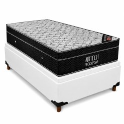 Base Bau Em Corino Com Colchao Airtech Progressive Solteiro 65x188x88cm Ortobom Branco 73444