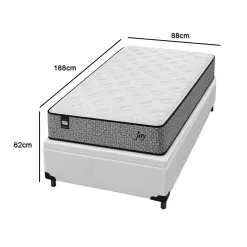 Base Bau Em Corino Com Colchao Joy Solteiro Com Molas Ensacadas 62x188x88cm Sealy 13981