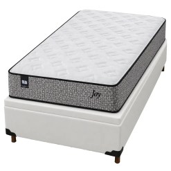 Base Bau Em Corino Com Colchao Joy Solteiro Com Molas Ensacadas 62x188x88cm Sealy Branco 39447