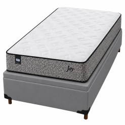 Base Bau Em Corino Com Colchao Joy Solteiro Com Molas Ensacadas 62x188x88cm Sealy Cinza 44752