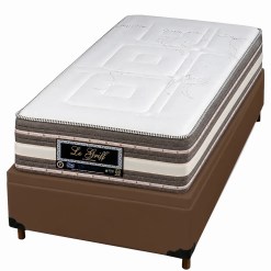 Base Bau Em Corino Com Colchao Le Griff Solteiro Molas Ensacadas 69x188x88cm Sankonfort Marrom 23270