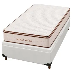 Base Bau Em Corino Com Colchao Minas Ouro Solteiro Com Molas Ensacadas 68x188x88cm Colchominas Branco 25990