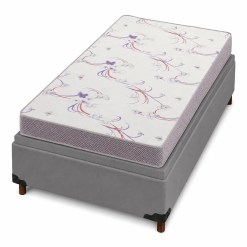 Base Bau Em Corino Com Colchao Physical Resistente Solteiro 48x188x88cm Ortobom Cinza 84007