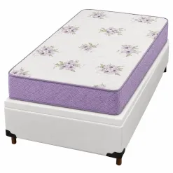 Base Bau Em Corino Com Colchao Physical Super Resistente Solteiro 88x188x53cm Ortobom Branco 84457