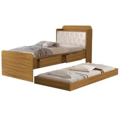 Cama Tamires Solteiro Com Cama Auxiliar 2 Gavetas E Bau Cambel Nature 79839