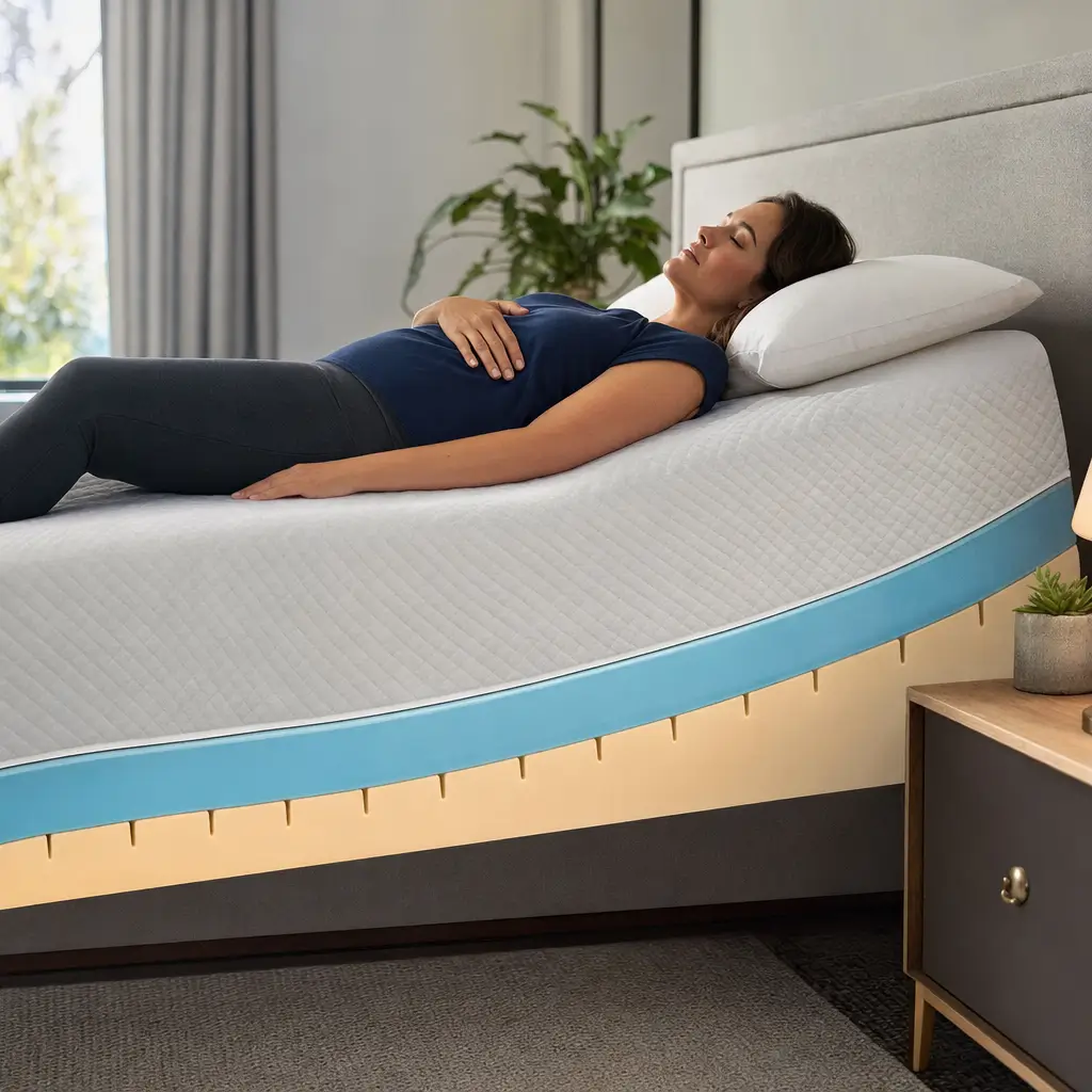 Colchão para refluxo: firmeza ideal para dormir melhor, mulher deitada na cama com travesseiro