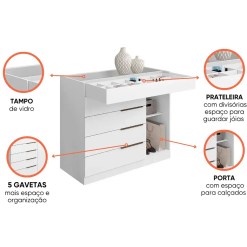 Comoda Sapateira Arv Sevilha Com Porta Joias 1 Porta E 5 Gavetas Aramoveis 16405
