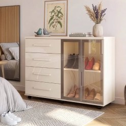 Comoda Sapateira Lady Com Led 4 Gavetas 2 Portas Reflecta J E A 89392