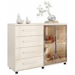 Comoda Sapateira Lady Com Led 4 Gavetas 2 Portas Reflecta J E A Off White 67903
