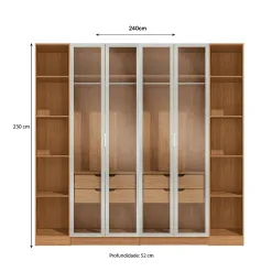 Conjunto Modulado K003 Com 4 Portas De Vidro 4 Gavetas 4 Pecas Kappesberg 40045