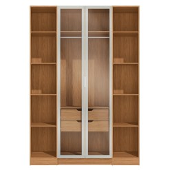 Conjunto Modulado K004 Com 2 Portas De Vidro 2 Gavetas 3 Pecas Kappesberg Canela Off White 19152