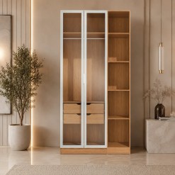 Conjunto Modulado K005 Com 2 Portas De Vidro 2 Gavetas 2 Pecas Kappesberg 18581
