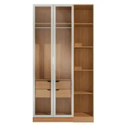 Conjunto Modulado K005 Com 2 Portas De Vidro 2 Gavetas 2 Pecas Kappesberg Canela Off White 82343