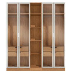 Conjunto Modulado K006 Com 4 Portas De Vidro 4 Gavetas 3 Pecas Kappesberg Canela Off White 49788