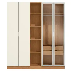 Conjunto Modulado K011 Com 4 Portas Sendo 2 Em Vidro E 4 Gavetas 3 Pecas Kappesberg Canela Off White 19987