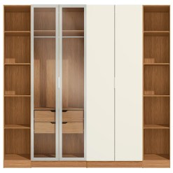 Conjunto Modulado K012 Com 4 Portas Sendo 2 Em Vidro E 4 Gavetas 4 Pecas Kappesberg Canela Off White 25539