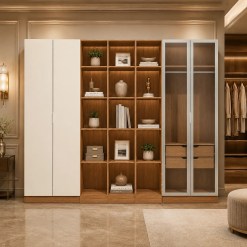 Conjunto Modulado K018 Com 4 Portas Sendo 2 Em Vidro E 4 Gavetas 5 Pecas Kappesberg 77425