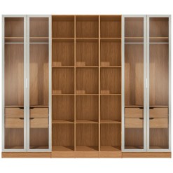 Conjunto Modulado K019 Com 4 Portas De Vidro 4 Gavetas 5 Pecas Kappesberg Canela Off White 58038