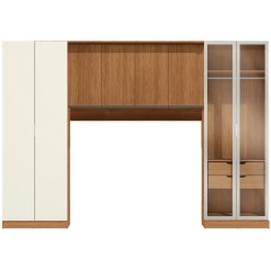Conjunto Modulado K021 Com 4 Portas Sendo 2 Em Vidro E 4 Gavetas 3 Pecas Kappesberg Canela Off White 54822