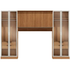 Conjunto Modulado K022 Com 8 Portas Sendo 4 Em Vidro E 4 Gavetas 3 Pecas Kappesberg Canela Off White 37679