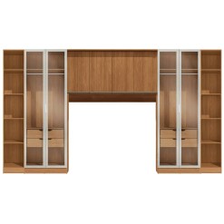 Conjunto Modulado K023 Com 8 Portas Sendo 4 Em Vidro E 4 Gavetas 5 Pecas Kappesberg Canela Off White 54885