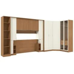 Conjunto Modulado K026 Com 13 Portas Sendo 2 Em Vidro E 4 Gavetas 10 Pecas Kappesberg Canela Off White 88321