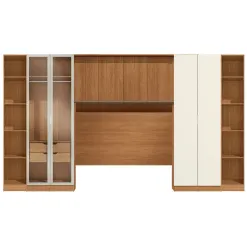 Conjunto Modulado K028 Com 8 Portas Sendo 2 Em Vidro E 4 Gavetas 6 Pecas Kappesberg Canela Off White 18032