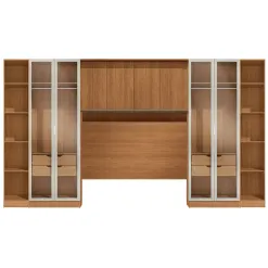 Conjunto Modulado K029 Com 8 Portas Sendo 4 Em Vidro E 4 Gavetas 6 Pecas Kappesberg Canela Off White 41002