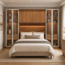 Conjunto Modulado K030 Com 8 Portas Sendo 4 Em Vidro E 4 Gavetas 4 Pecas Kappesberg 81157