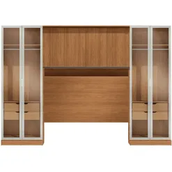Conjunto Modulado K030 Com 8 Portas Sendo 4 Em Vidro E 4 Gavetas 4 Pecas Kappesberg Canela Off White 69473