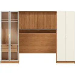 Conjunto Modulado K031 Com 8 Portas Sendo 2 Em Vidro E 4 Gavetas 4 Pecas Kappesberg Canela Off White 73993