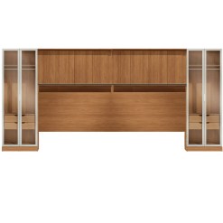 Conjunto Modulado K035 Com 12 Portas Sendo 4 Em Vidro E 4 Gavetas 6 Pecas Kappesberg Canela Off White 91246