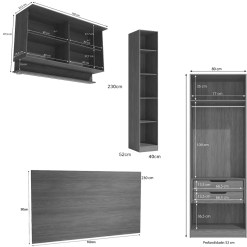 Conjunto Modulado K036 Com 12 Portas Sendo 4 Em Vidro E 4 Gavetas 8 Pecas Kappesberg 36661