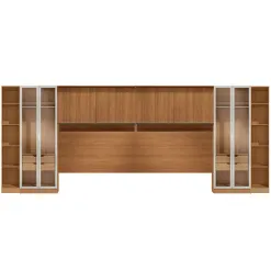 Conjunto Modulado K036 Com 12 Portas Sendo 4 Em Vidro E 4 Gavetas 8 Pecas Kappesberg Canela Off White 49813