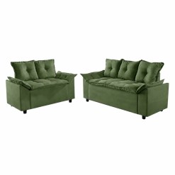 Conjunto De Sofa Veneza Com 2 E 3 Lugares Tecido Suede Verde 59949