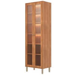 Cristaleira Divina Esplendida Celeste Aurea Com Led E 2 Portas Em Vidro Reflecta Mgm Cinamomo 65815