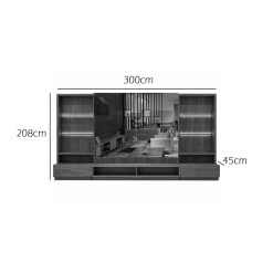Estante Home Paollo 300cm Com Led 2 Portas Com Espelho Bronze E 2 Gavetas Pollo Decor 79404