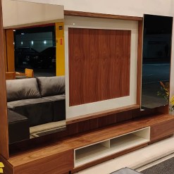 Estante Home Paollo 300cm Com Led 2 Portas Com Espelho Bronze E 2 Gavetas Pollo Decor 94465