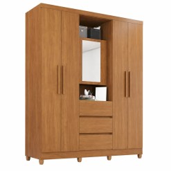 Guarda Roupa Capelinha Master Solteiro Com Espelho 5 Portas 3 Gavetas Imop Cinamomo Bpw 82721